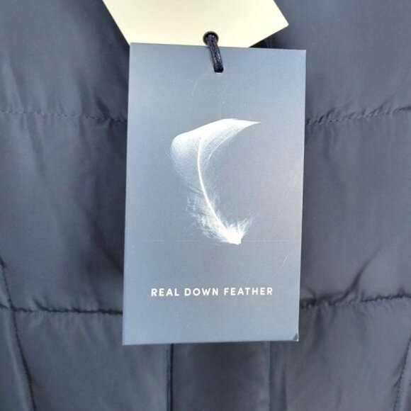 Cole Haan Feather Down Maxi Puffer Coat Jacket Navy Fold Down Collar Women's XL - Picture 3 of 7